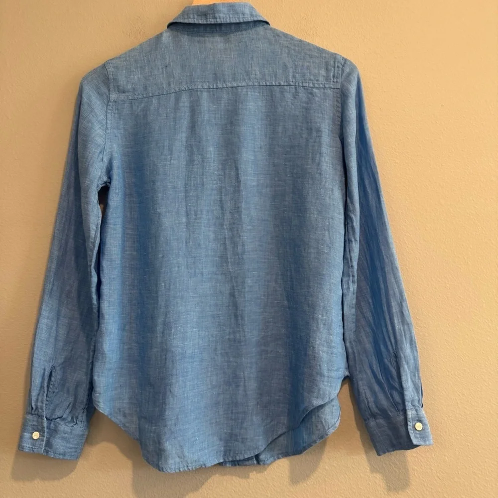 Lilly Pulitzer Blue Casual Button Down Shirt Linen Coastal Beach Resort XXS - Picture 2 of 5